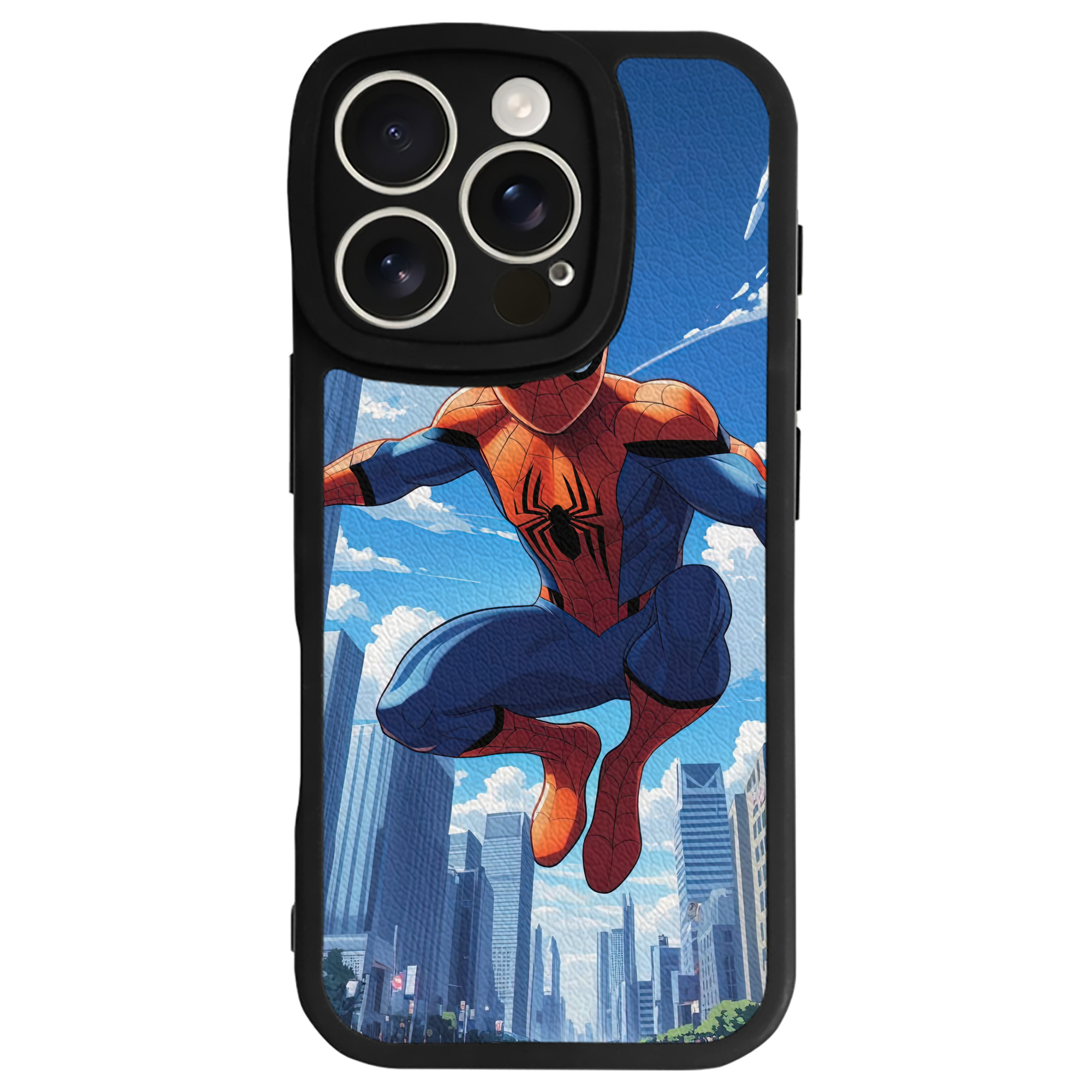 Spider Man スパイダーマン 【iPhone 16シリーズ対応】シリコンスマホケース（レザー調） 材質：シリコン
